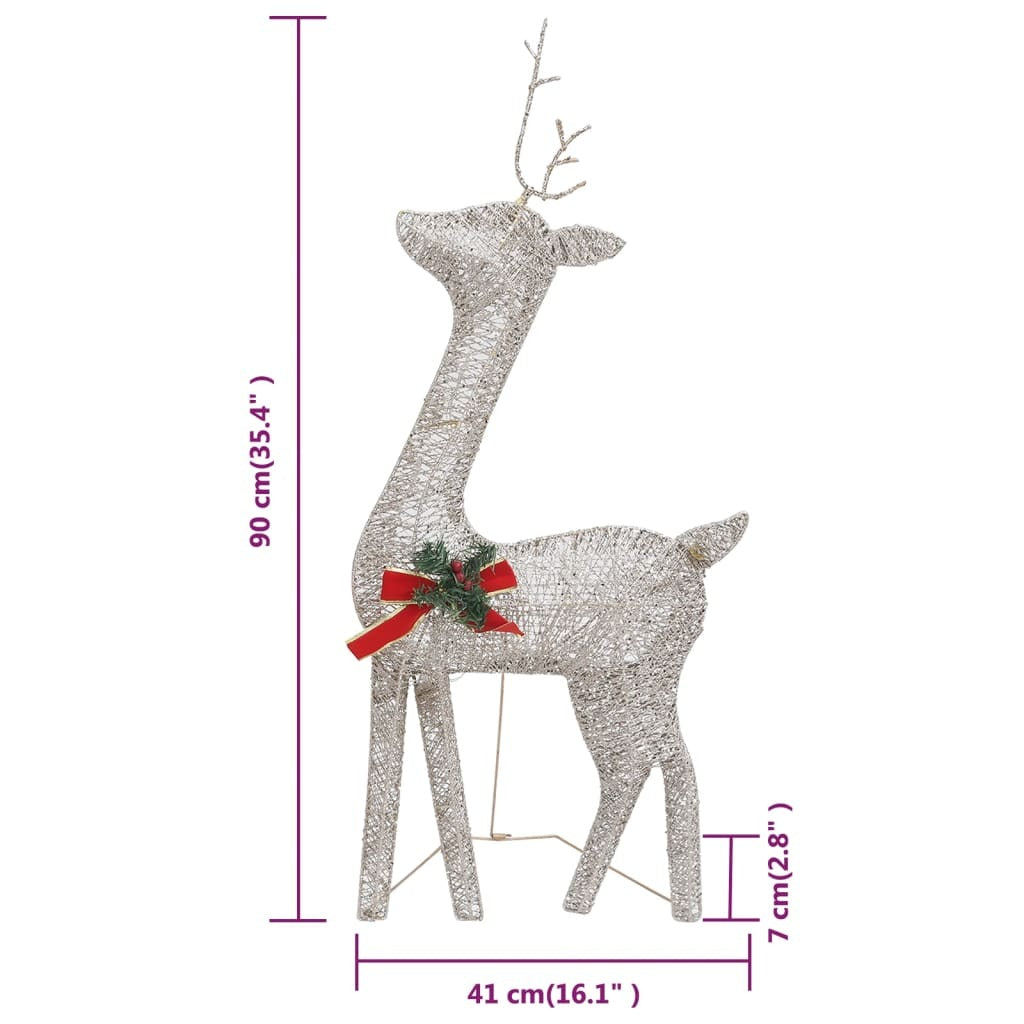Christmas Reindeer Set of 6 Gold Fabric, Steel Medium