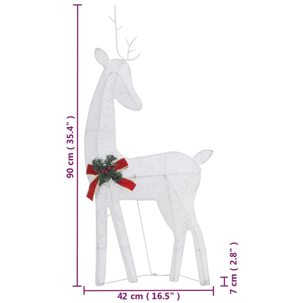 Christmas Reindeer Set of 6 White Fabric