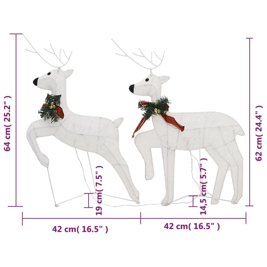 Christmas Reindeer Set of 6 White Mesh, Metal Medium