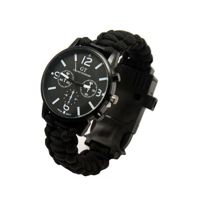 Outdoor Multi-function Camping Survival Watch Bracelet Tools with LED Light