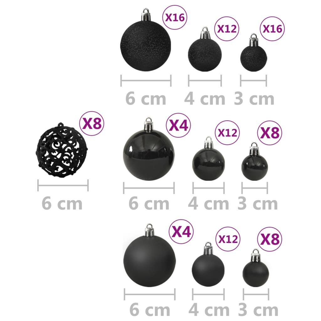 Christmas Ball Set Set of 100 Black Plastic Various