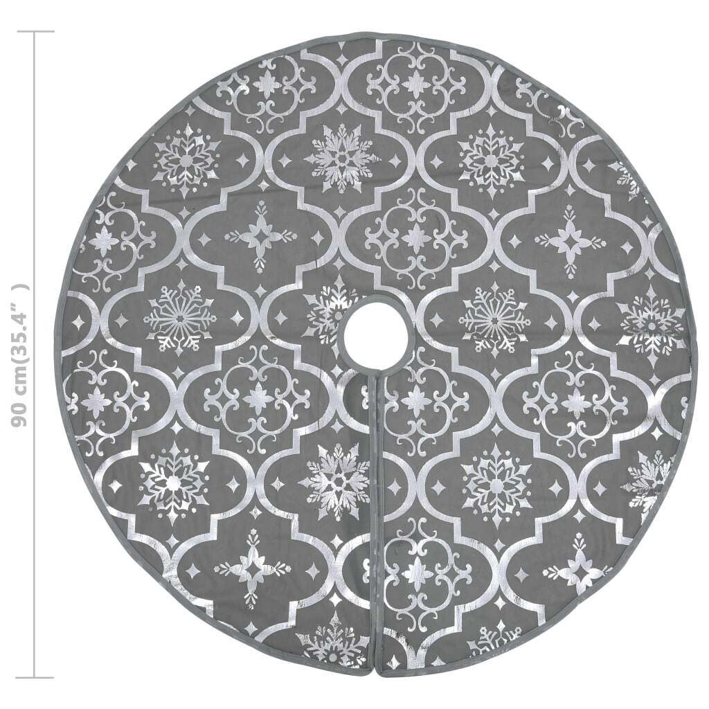 Christmas Tree Skirt Grey 100% polyester Large Foldable