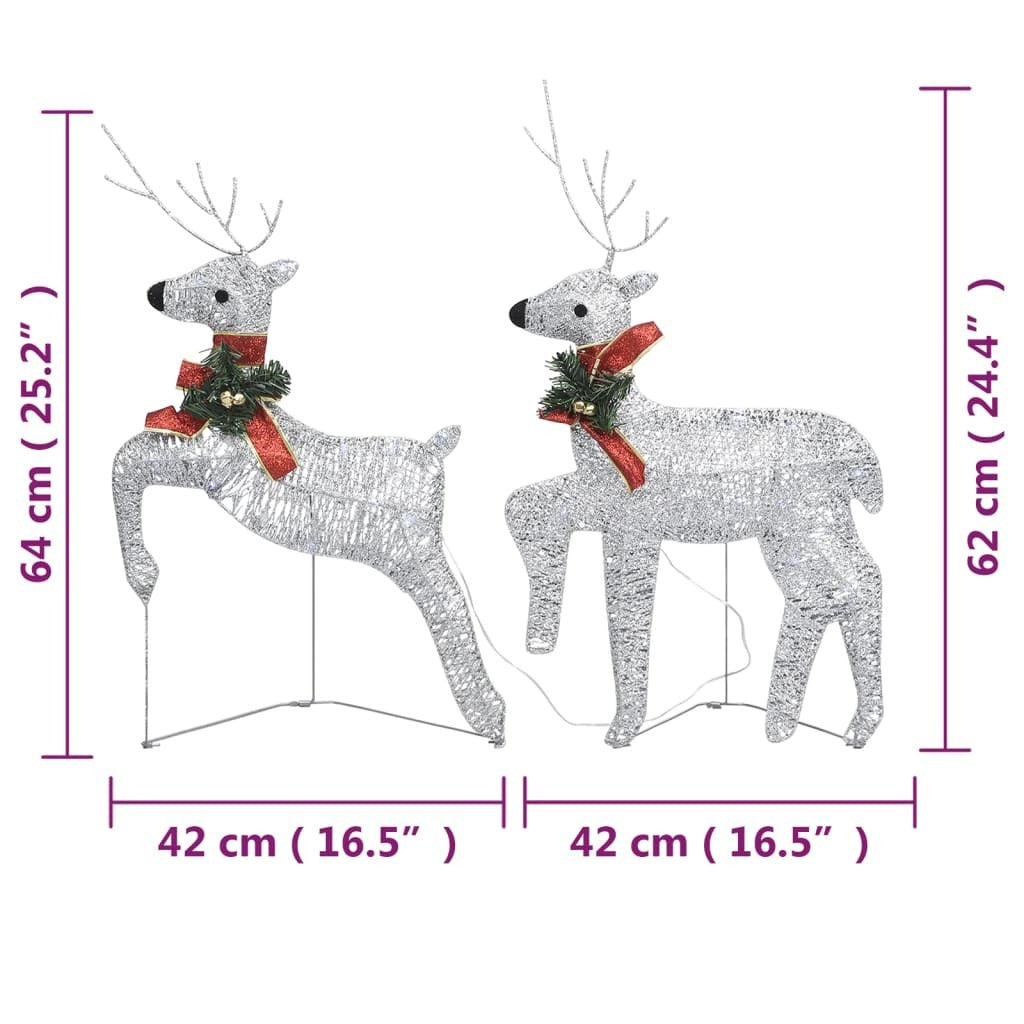 Christmas Reindeer Set of 2 Silver Mesh and Metal Medium