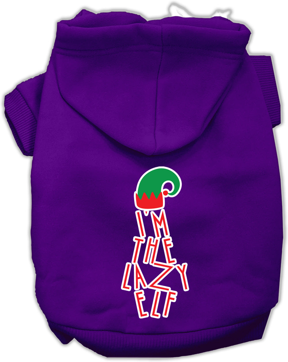 Lazy Elf Screen Print Pet Hoodie Purple XS