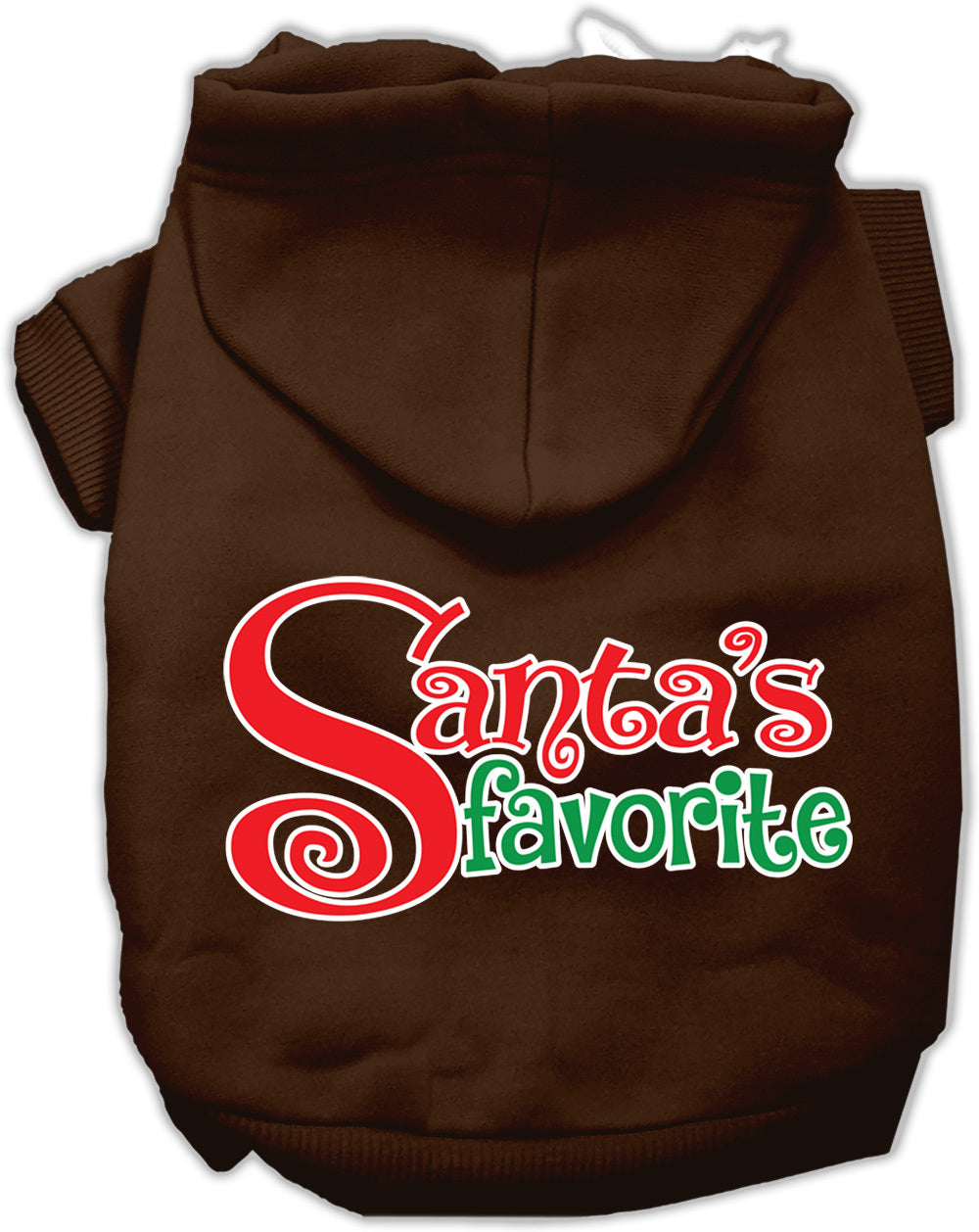 Santa's Favorite Screen Print Pet Hoodie Brown Sm