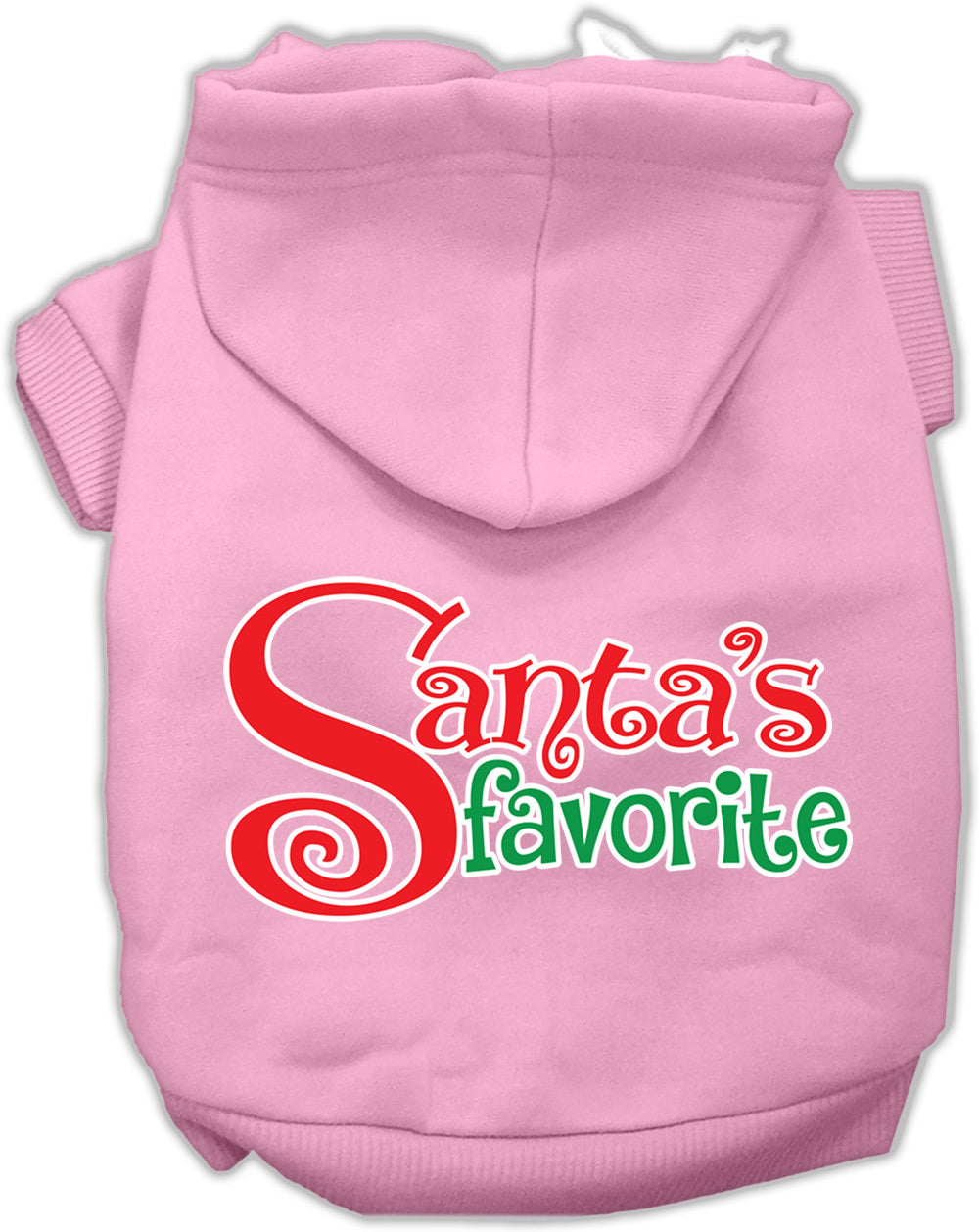 Santa's Favorite Screen Print Pet Hoodie Light Pink Sm