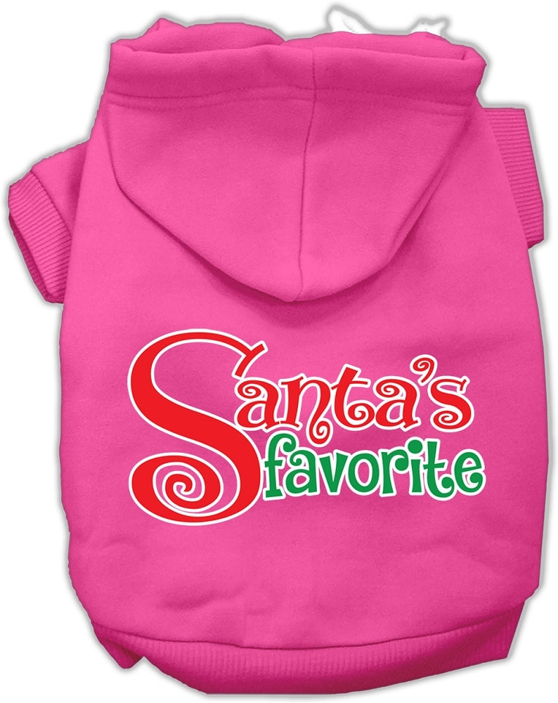 Santa's Favorite Screen Print Pet Hoodie Bright Pink XS