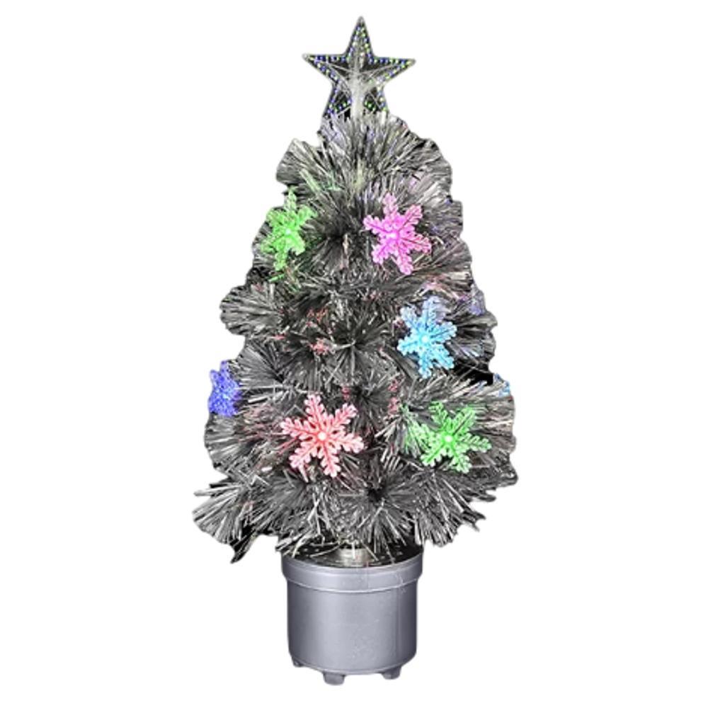 Silver Mini Christmas Tree with Color Changing Lights Light Up Christmas Decoration