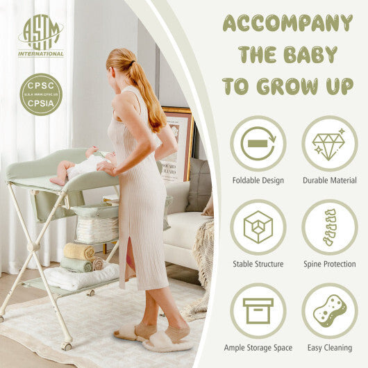Baby Diaper Changing Table with Water Basin Wheel
