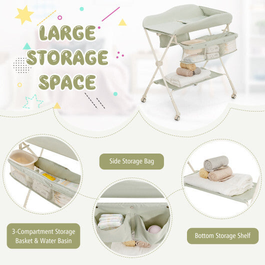 Baby Diaper Changing Table with Water Basin Wheel