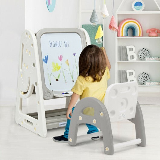 2-in-1 Kids Easel Desk Chair Set