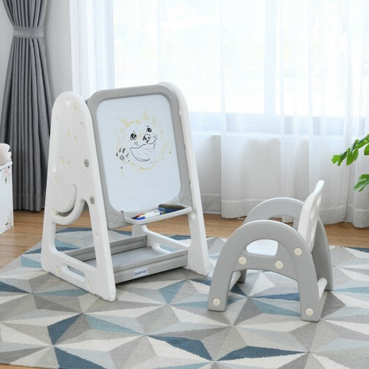 2-in-1 Kids Easel Desk Chair Set