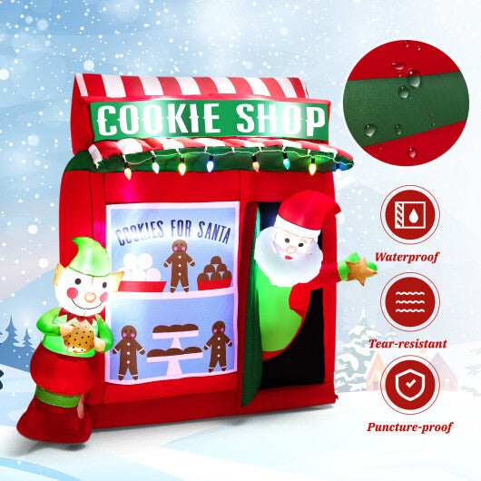 6.3 Feet Inflatable Gingerbread Cookie Shop with Santa Claus - Color: Red