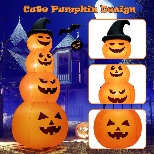8 Feet Inflatable Halloween Pumpkins Stack with Built-in LED Lights - Color: Orange