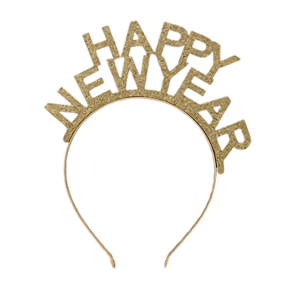Happy New Year Unlit Gold Glitter Sparkling Headband