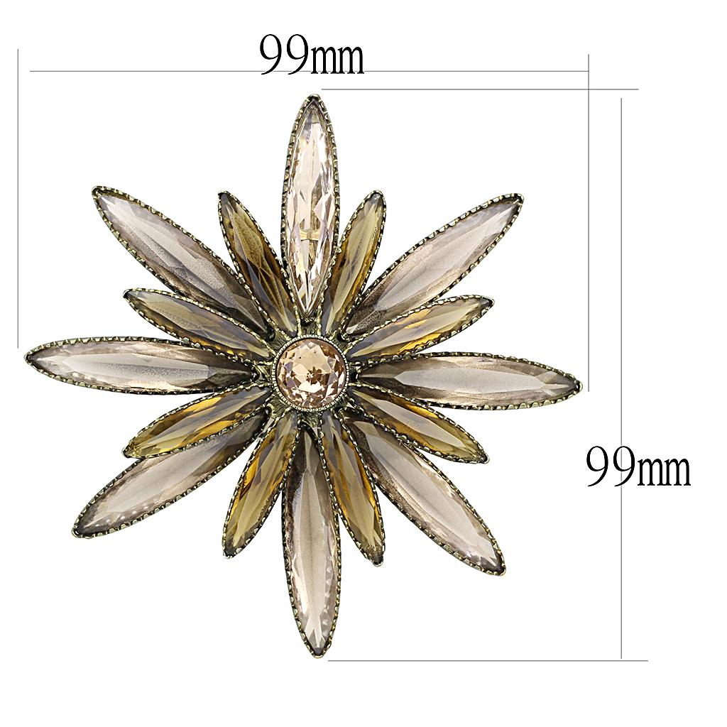 Antique Copper Brass Brooches with Synthetic Glass