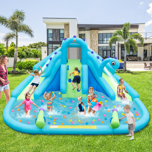 Inflatable Water Slide with Dual Slides and Large Splash Pool and Carry Bag