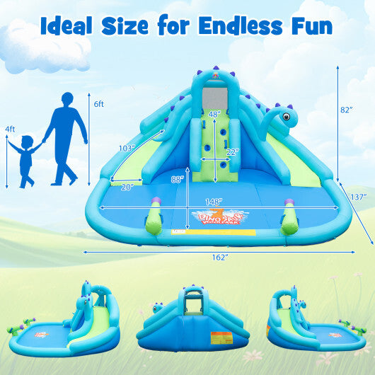 Inflatable Water Slide with Dual Slides and Large Splash Pool and Carry Bag