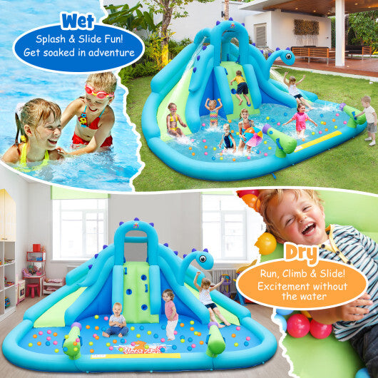 Inflatable Water Slide with Dual Slides and Large Splash Pool and Carry Bag