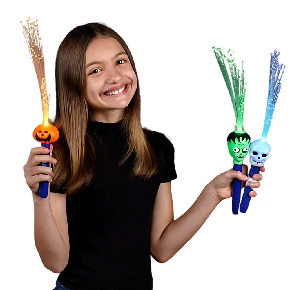 Pack of 12 Assorted Fiber Optic Halloween Wands