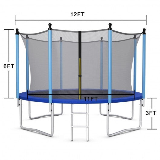 Outdoor Trampoline with Safety Closure Net-12 ft - Color: Blue - Size: 12 ft