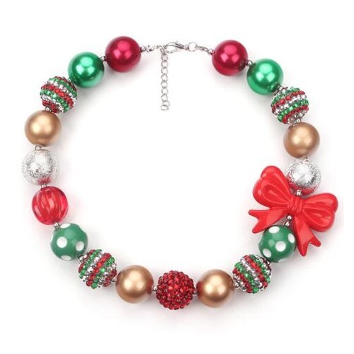 Red Bowknot Decorated Christmas Fashion Toddler Necklace