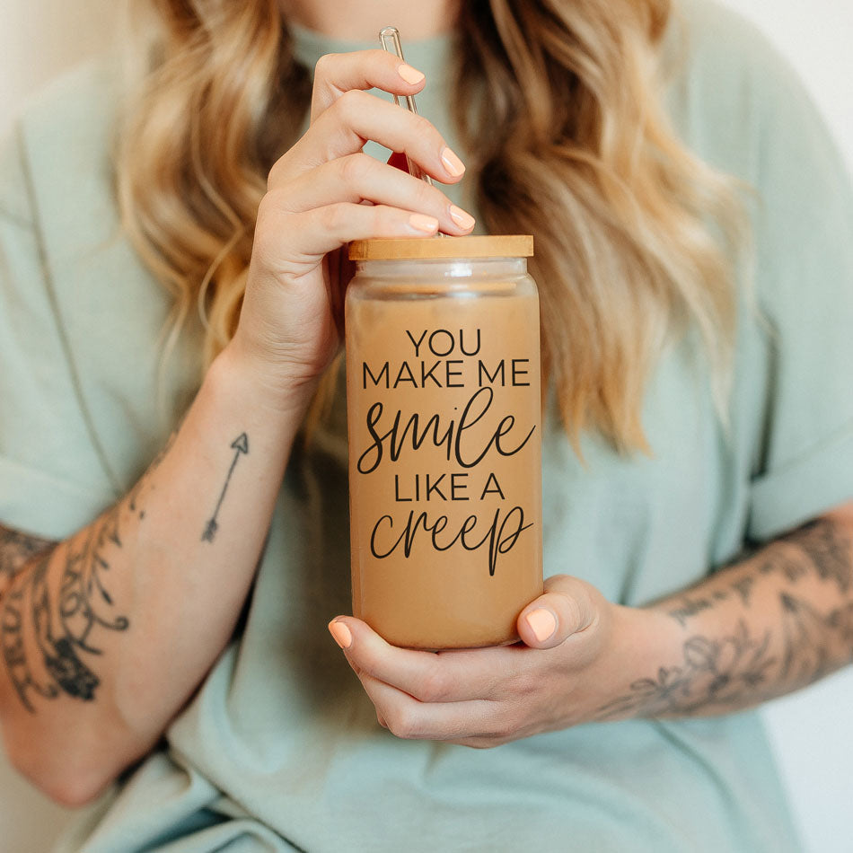 Smile Like A Creep 20oz Glass cup