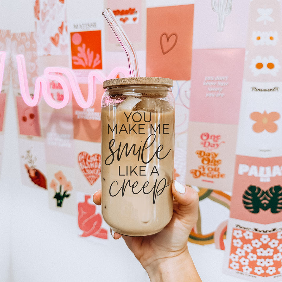 Smile Like A Creep 20oz Glass cup
