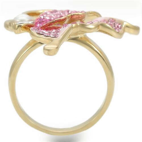 Gold Brass Ring with Top Grade Crystal in Multi Colors