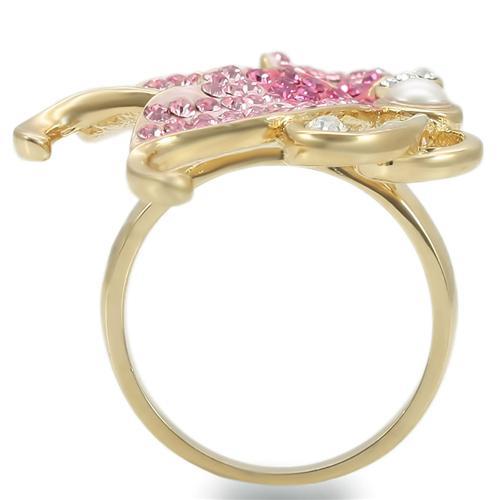 Gold Brass Ring with Top Grade Crystal in Multi Colors