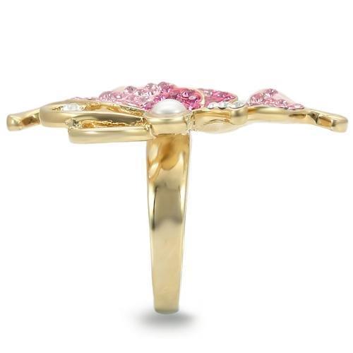 Gold Brass Ring with Top Grade Crystal in Multi Colors