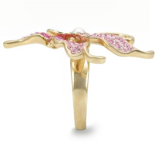 Gold Brass Ring with Top Grade Crystal in Multi Colors