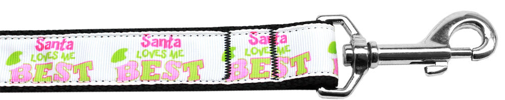Santa Loves Me Best Nylon Dog Leash 3/8 inch wide 6ft Long