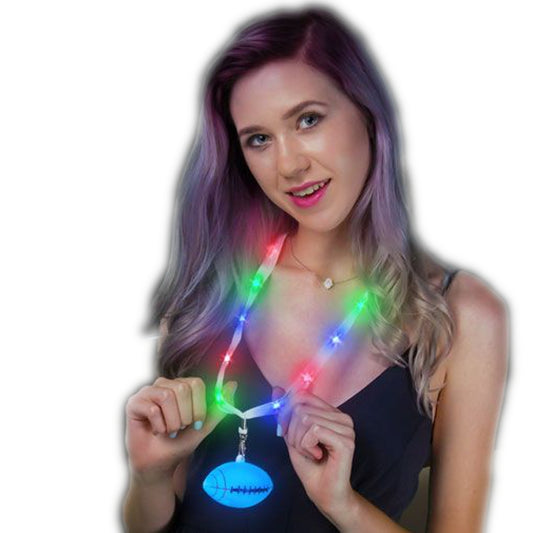 LED Football Charm Necklace with Lightup Lanyard