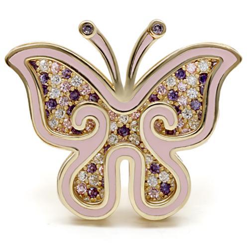 Matte Gold Brass Ring with AAA Grade CZ in Multi Color