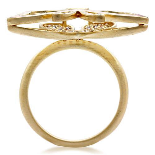 Matte Gold Brass Ring with AAA Grade CZ in Multi Color