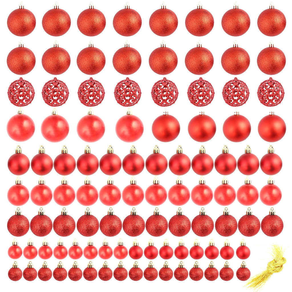 Christmas Ball Set of 100 Red Plastic Set of 100 pieces