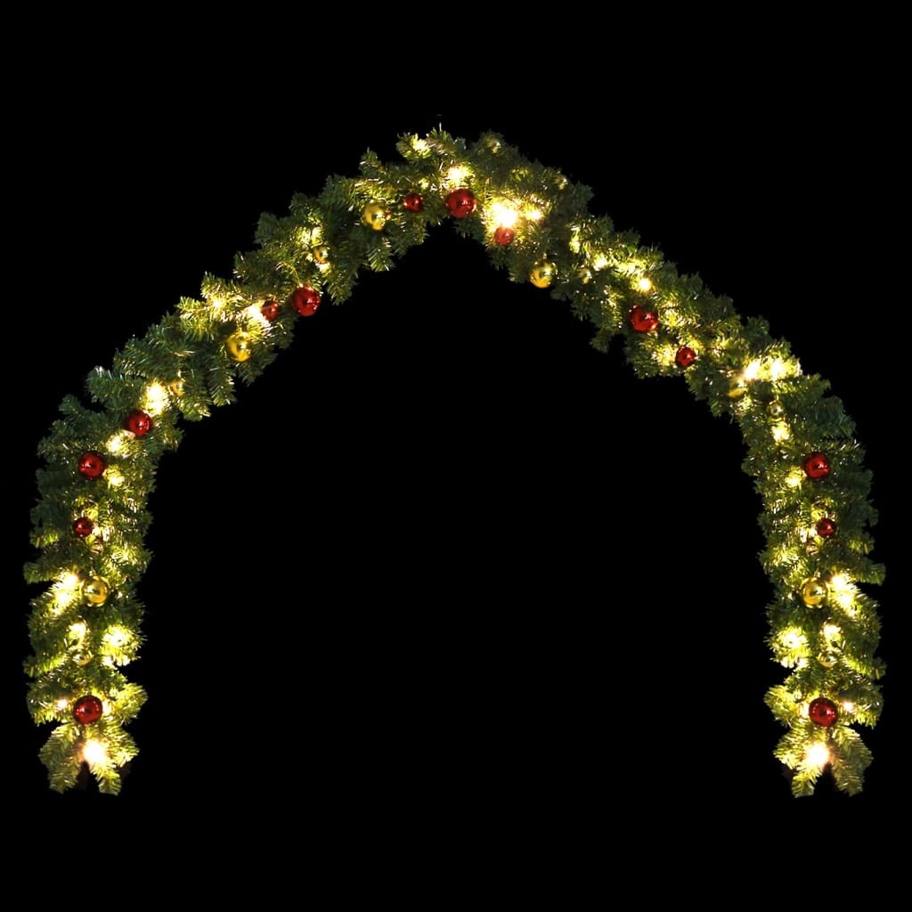 Garland Green with gold and red ornaments PVC 16 feet