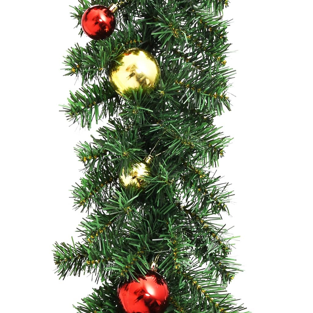 Garland Green with gold and red ornaments PVC 16 feet