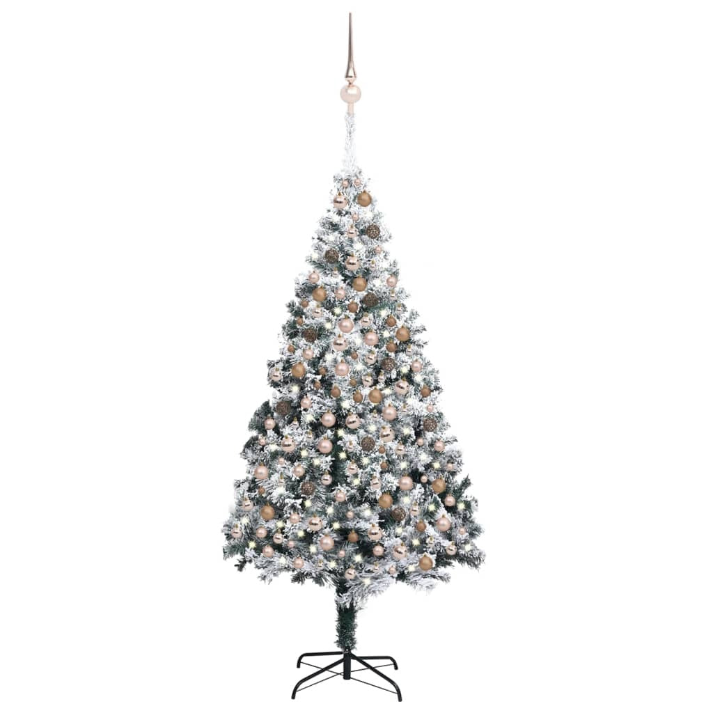 Artificial Christmas Tree Green with flocked snow PVC, steel 7.9 ft