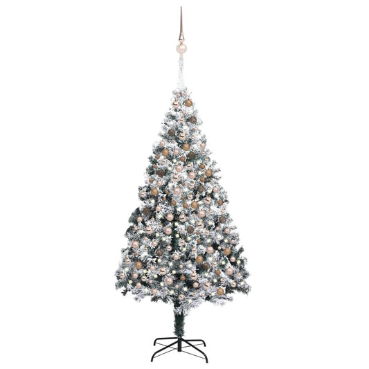Artificial Christmas Tree Green with flocked snow PVC, steel 7.9 ft