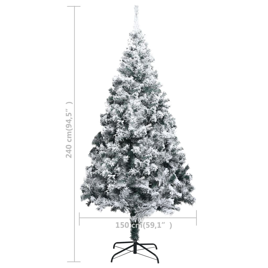 Artificial Christmas Tree Green with flocked snow PVC, steel 7.9 ft
