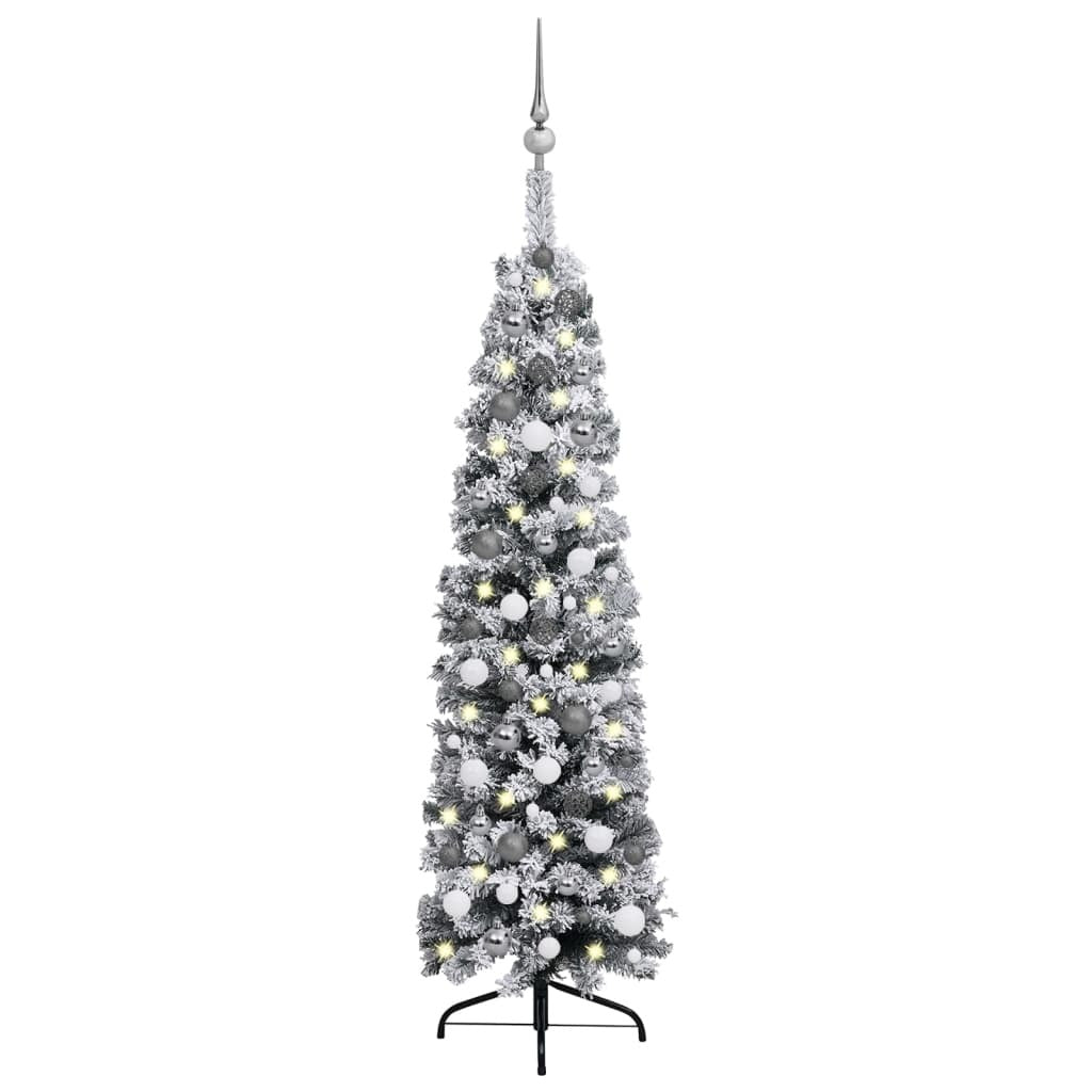 Artificial Christmas Tree Green, White, Grey PVC, Steel, Plastic