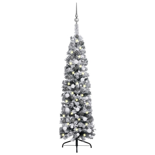 Artificial Christmas Tree Green, White, Grey PVC, Steel, Plastic