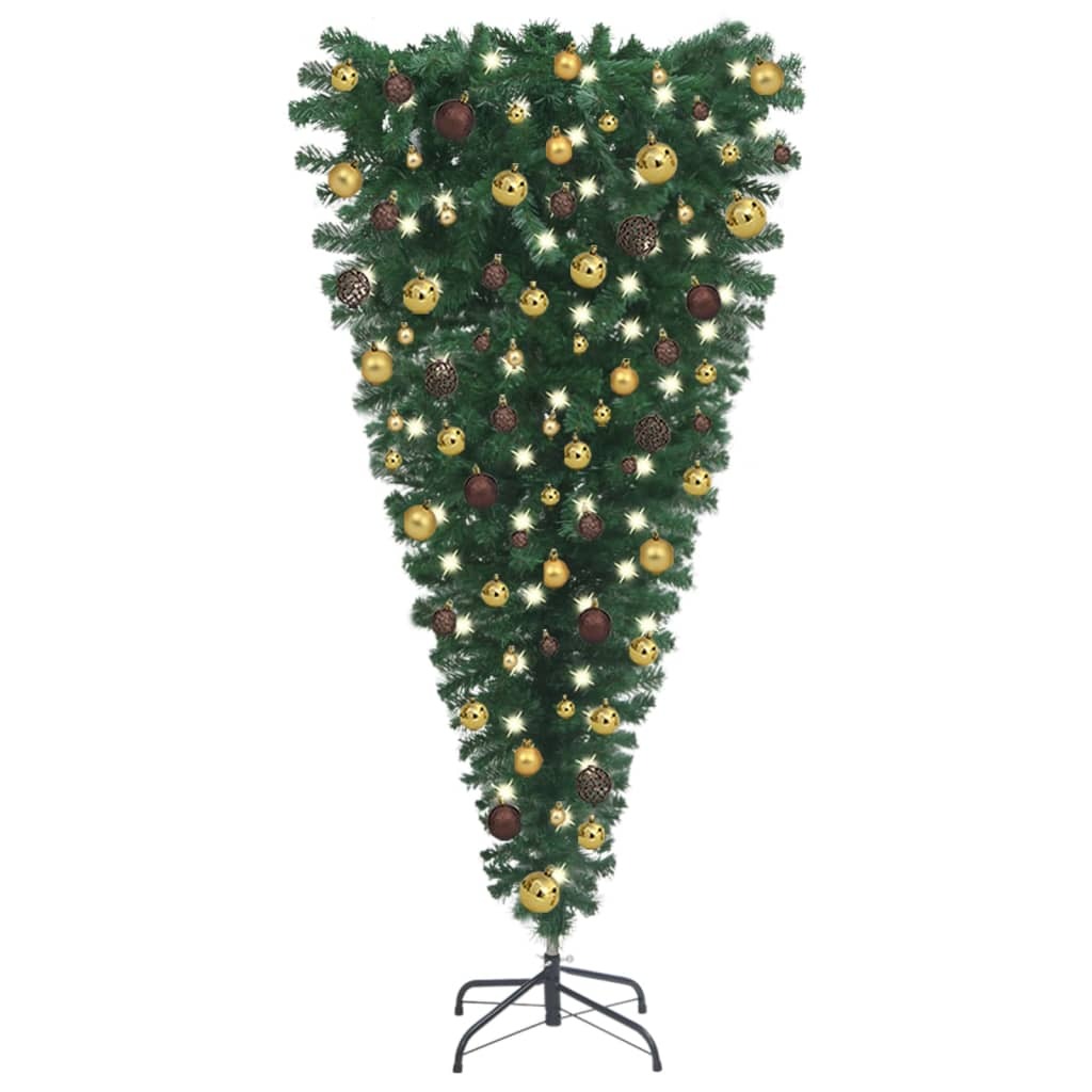 Upside-down Artificial Pre-lit Christmas Tree with Ball Set 82.7"