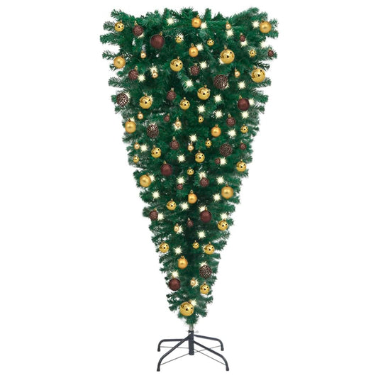 Upside-down Artificial Pre-lit Christmas Tree with Ball Set 82.7"