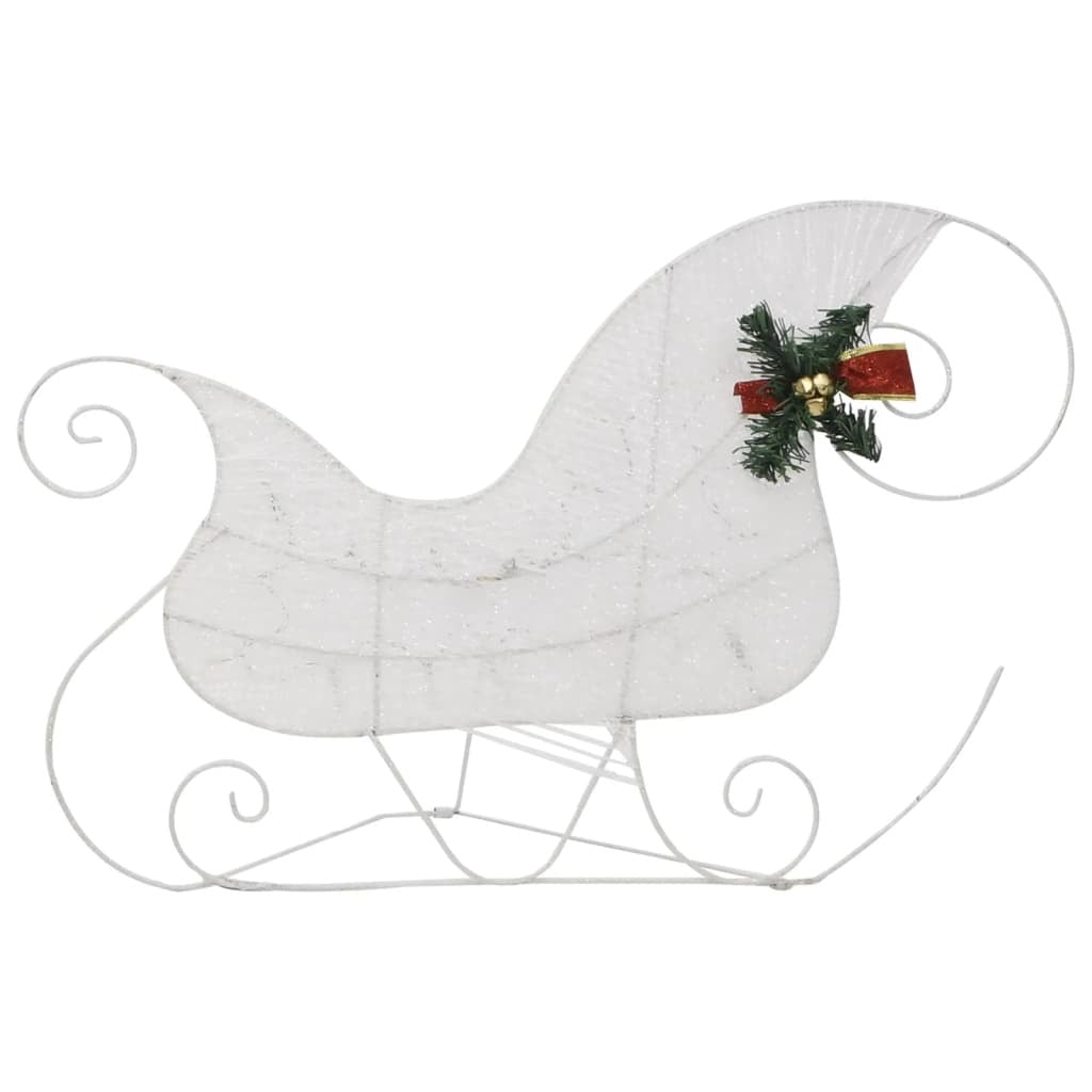 Reindeer And Sleigh Christmas Decoration Set of 4 White Mesh, Metal
