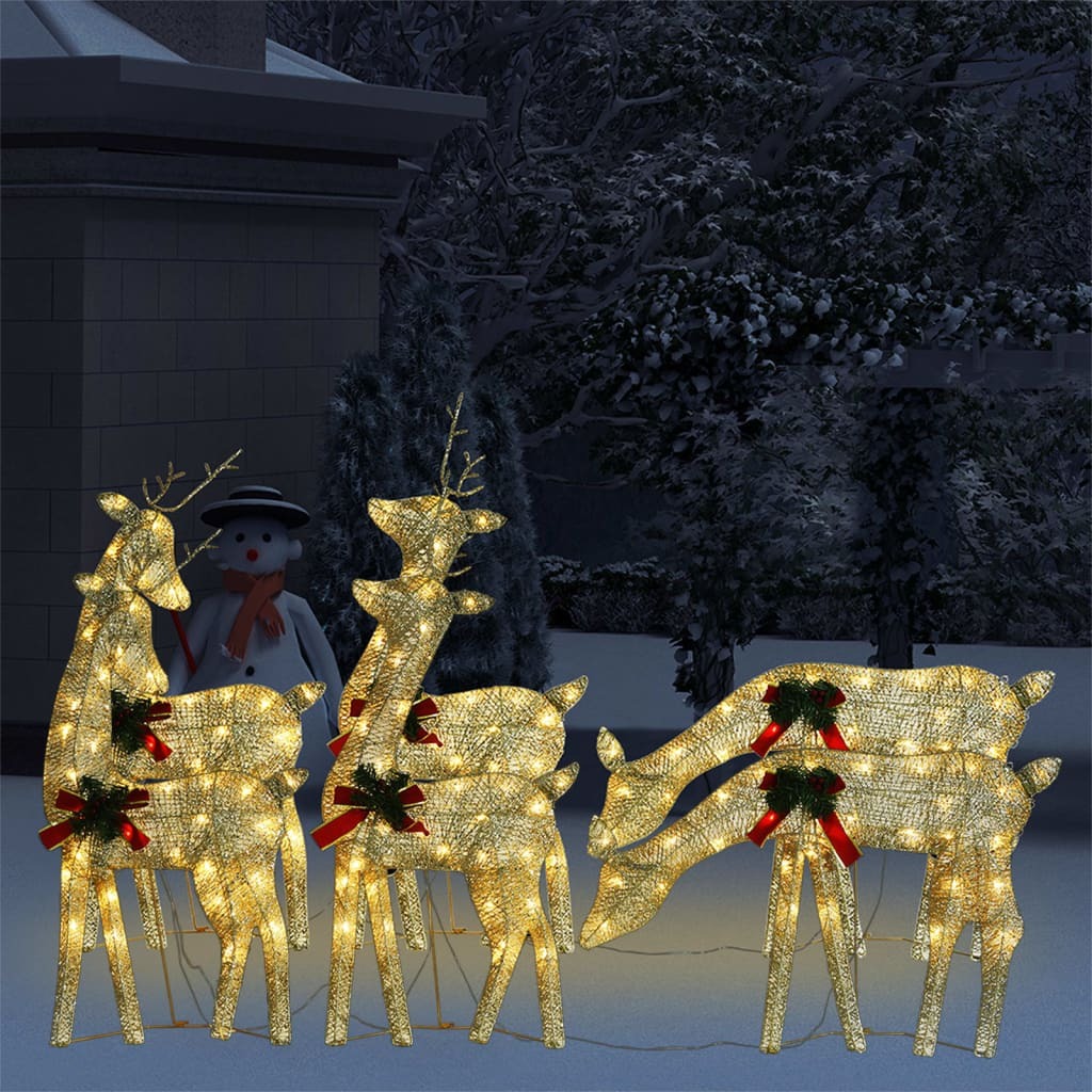 Christmas Reindeer Set of 6 Gold Fabric, Steel Medium