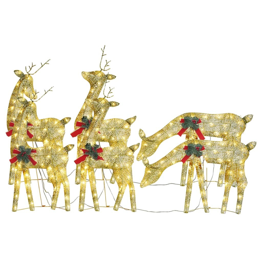 Christmas Reindeer Set of 6 Gold Fabric, Steel Medium