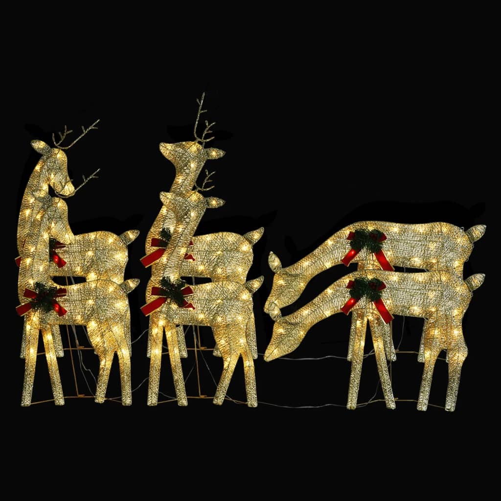 Christmas Reindeer Set of 6 Gold Fabric, Steel Medium